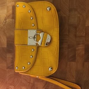 Mustard yellow wristlet by Kathy Van Zeeland
